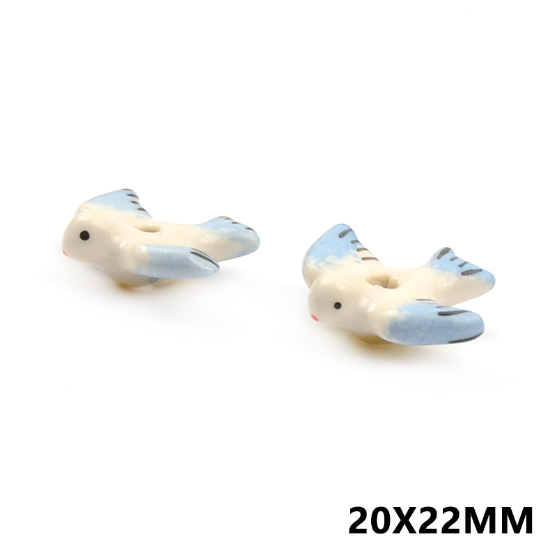 20x22mm Cute Hand Painted Swallow Shape Ceramic Beads DIY Animal Loose Beads For Jewelry Making Bracelet Earring Accessories
