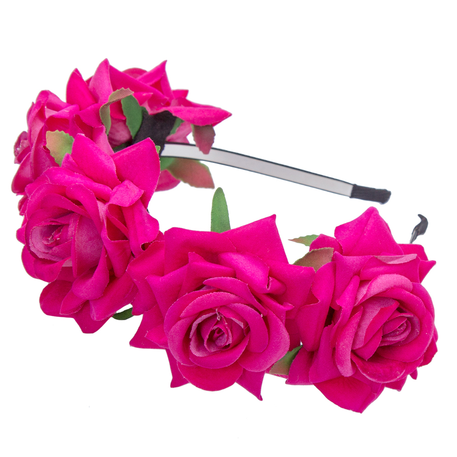 AWAYTR Handmade Bride Flower Crown Beauty Rose Floral Headband Hair Garland Festival Wedding Hair Accessories Hairbands