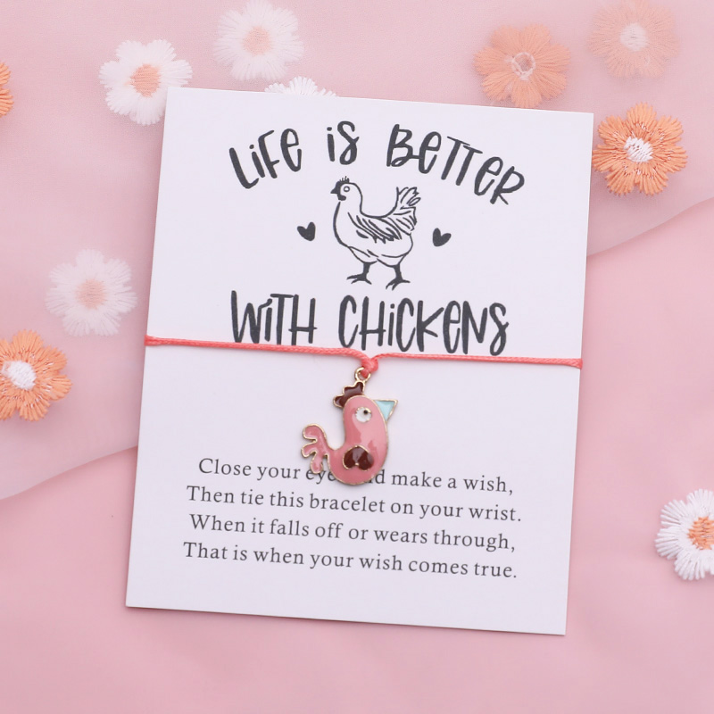 Chicken Wish Bracelet Funny Chicken String Animal Friendship Bracelet Chicken Jewelry Women Men Best Friend Interesting Gifts