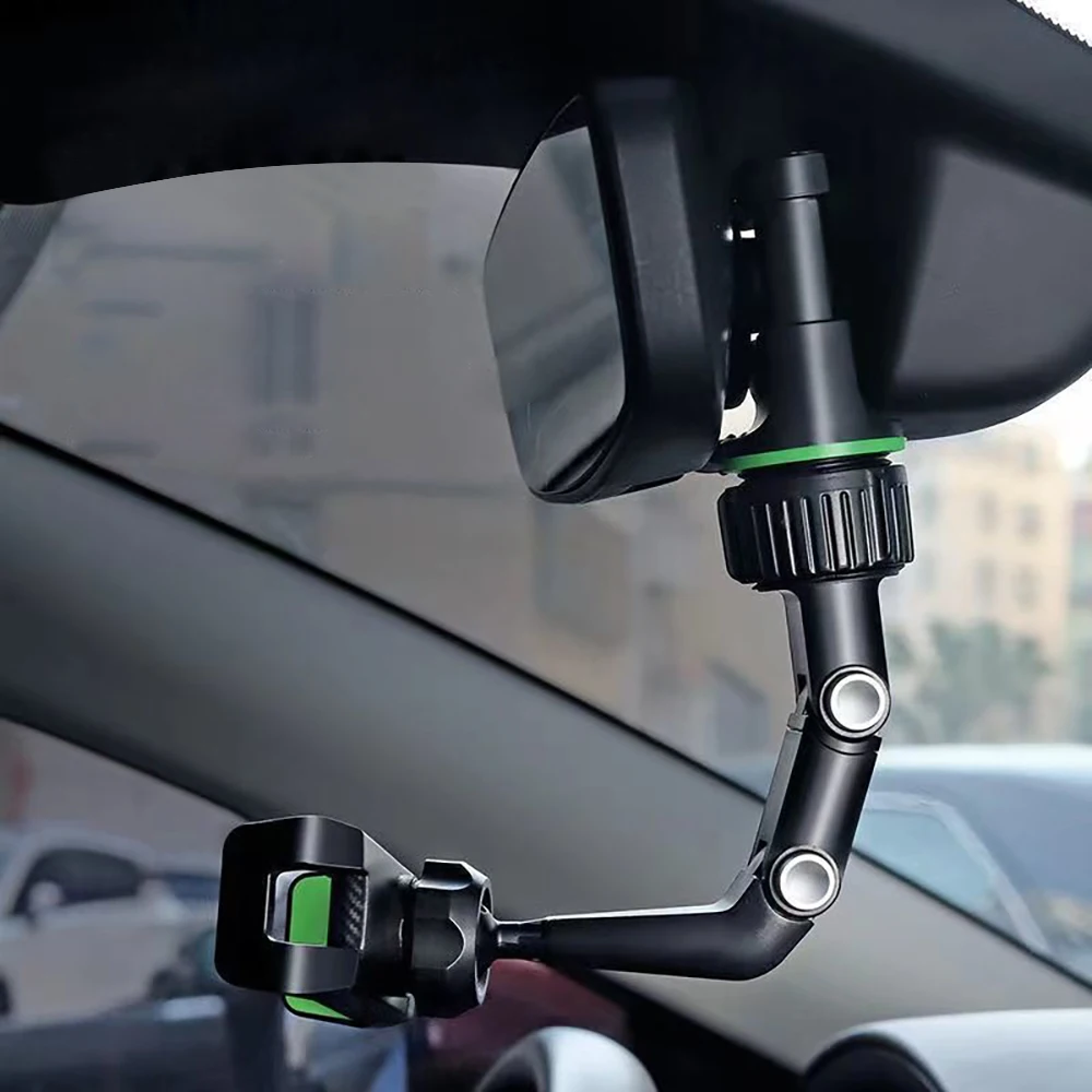 Universal Car Phone Holder Multifunctional 360 Degree Rotatable Auto Rearview Mirror Seat Hanging Clip Bracket Cell Phone Holder