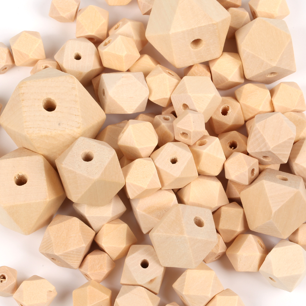 Natural Wooden Beads Hemu Loose Octagonal Wood Beads For Jewelry Necklace Bracelet Pacifier Accessories Baby Teether Toys