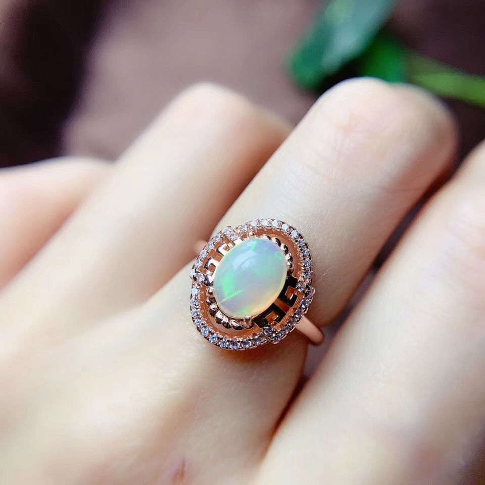 Anniversary Best Gift Elegant Rings for women Natural Real Opal Ring 925 sterling silver Fine jewelry Opal Ring