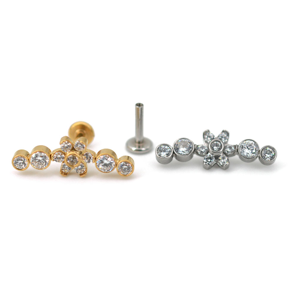 100% Surgical steel Thread Labret Lip Ear Bar Cartilage Earring Nail Tragus Stud Ear Lobe Piercing Ring Internal Body Jewelry