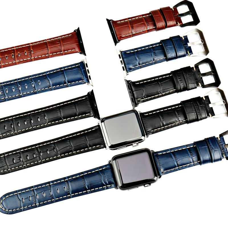 MAIKES Watchbands Genuine Cow Leather Watch Strap for Apple Watch Band 44mm 38mm Series 6/5/4 Iwatch 7 45mm 41mm Watch Bracelet