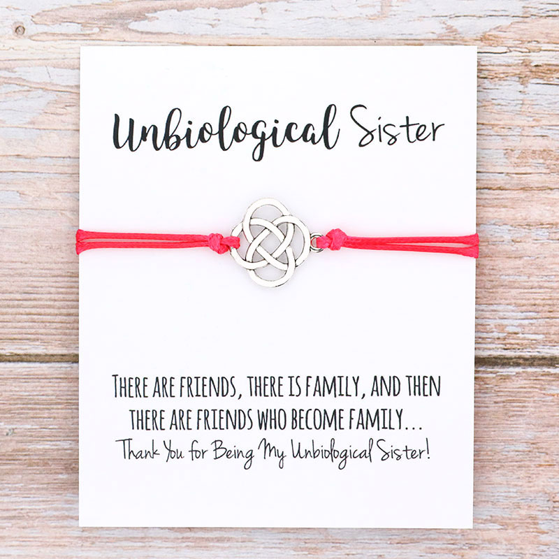 1x Unbiological Sister Friendship Bracelet Soul Sister Knot Charm Bracelet Big Little Sorority Knot Bracelet Best Friend Gift