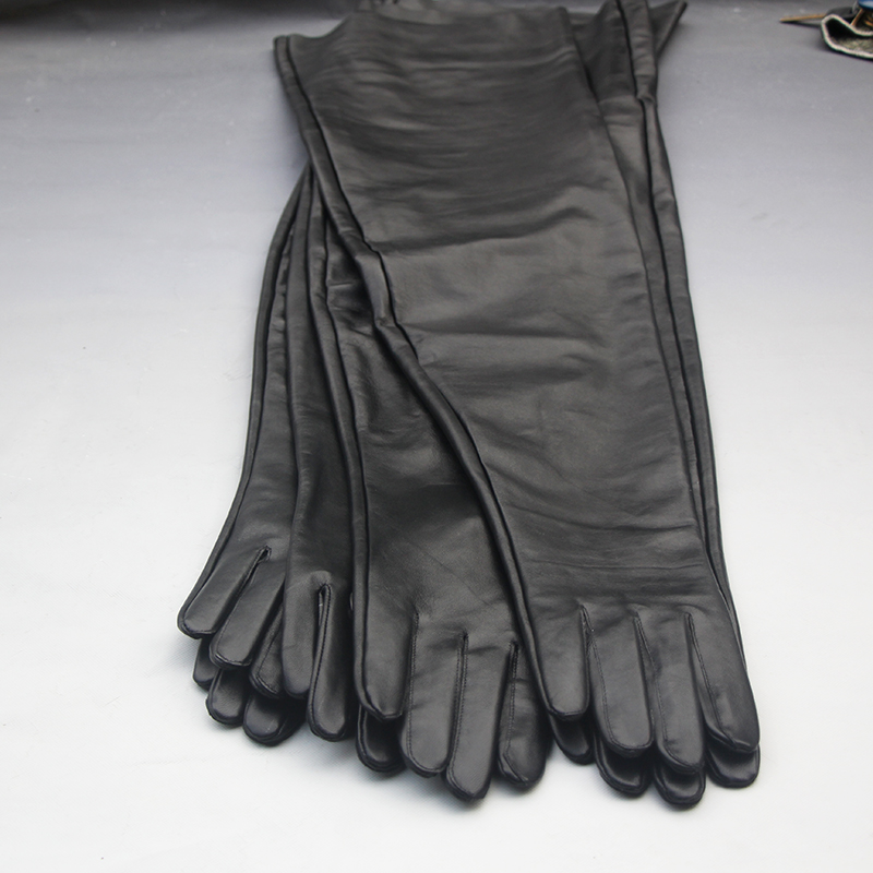 Men's Gloves Real Leather Extra Long Straight Style Sheepskin Winter Warm Cuff New Women's Long Glove Opera