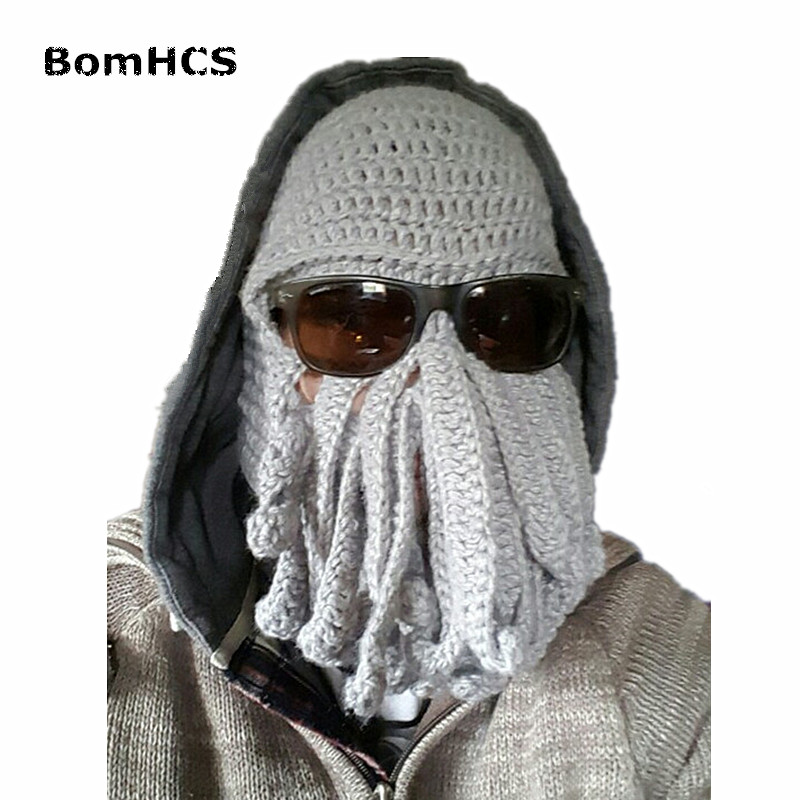 BomHCS Novetly Tentacle Octopus Pirate Cthulhu Crochet Beanie Hat Wind Mask Cap