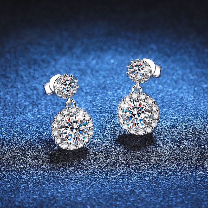 Butterflykiss Moissanite Drop Earrings 925 Silver For Women Luxury Real GRA 1.0CT Bridal Wedding Engagement Earring Fine Jewelry