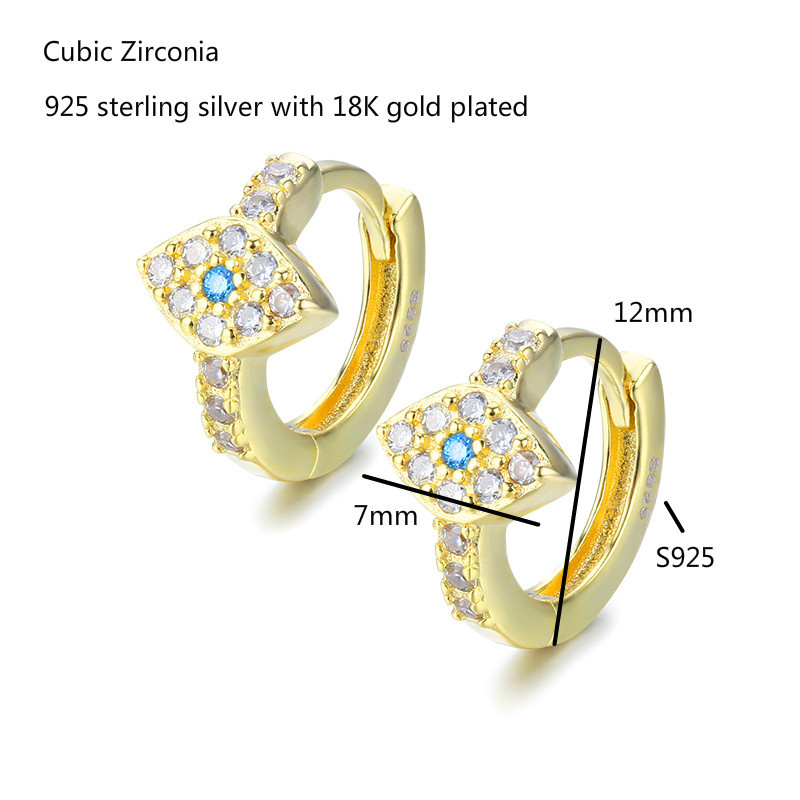 Cute 925 Sterling Silver Gold Color Evil Eye Loop Huggies Circle Small Hoop Earrings For Women Child Girls Kids Jewelry Kolczyki