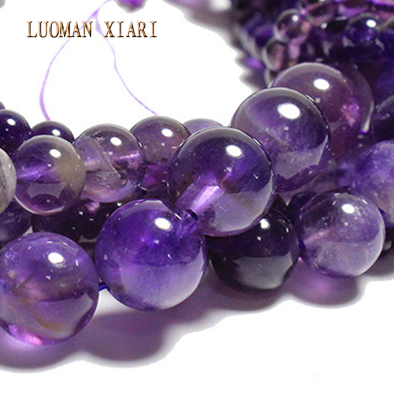 LUOMAN XIARI AAA+Round Natural Amethyst Stone Beads For Jewelry Making DIY Bracelet Necklace Anklet 4/6/8/10/12 mm Strand 15''