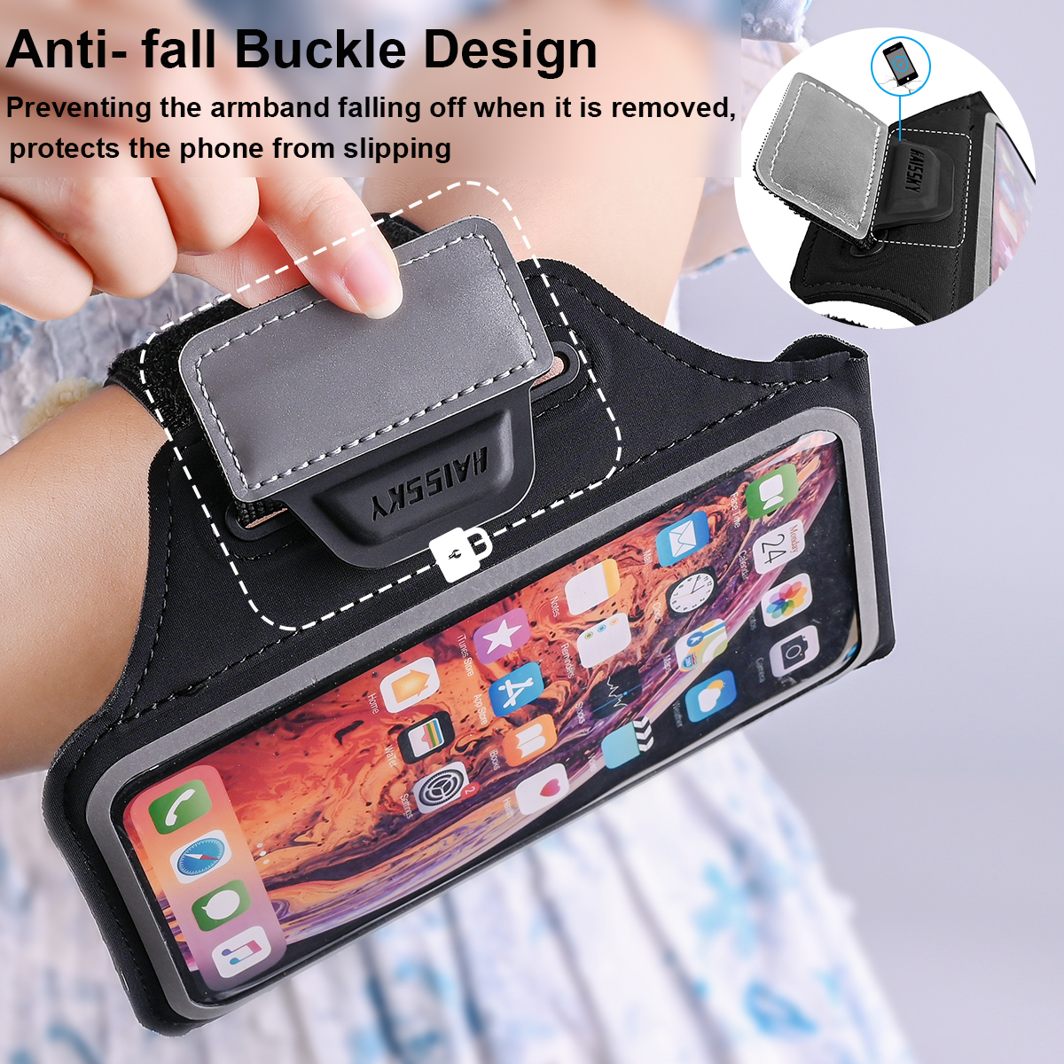 HAISSKY New Running Sports Armbands Bag For iPhone 11 12 Pro Max XR 7 8 Plus On Hand Phone Arm Band Pouch For AirPods Pro