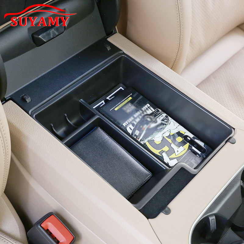 For Porsche Cayenne 2011-2020 Car Central Armrest Storage Box Glove Pallet ABS Black Auto Interior Stowing Tidying Accessories