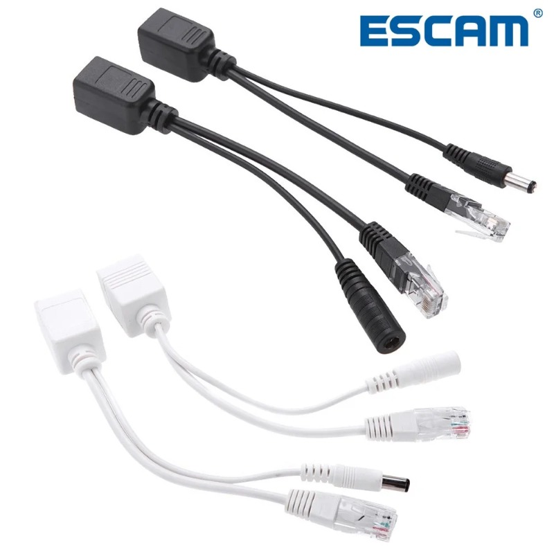 POE Adapter cable RJ45 Injector Splitter Kit Tape Screened Passive Power Over Ethernet12-48v Synthesizer Separator Combiner