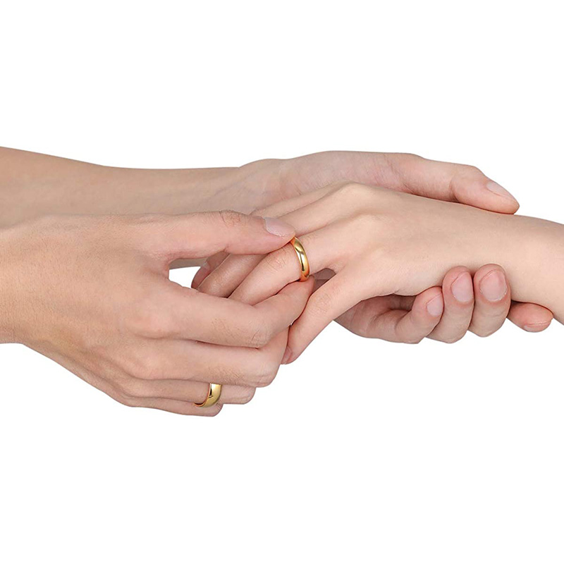 Somen 6mm Titanium Ring 14K Gold Plated Dome High Polished Wedding Band Comfort Fit Size 3-13.5