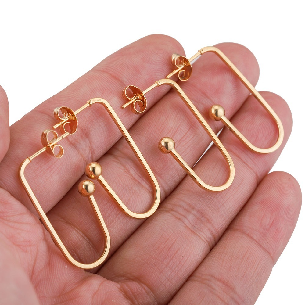 10pcs Gold Earrings Gold Plated Posts with Loop Long C Shape Ear Studs Earrings Accessorie DIY Jewelry Making Supplies Wholesale