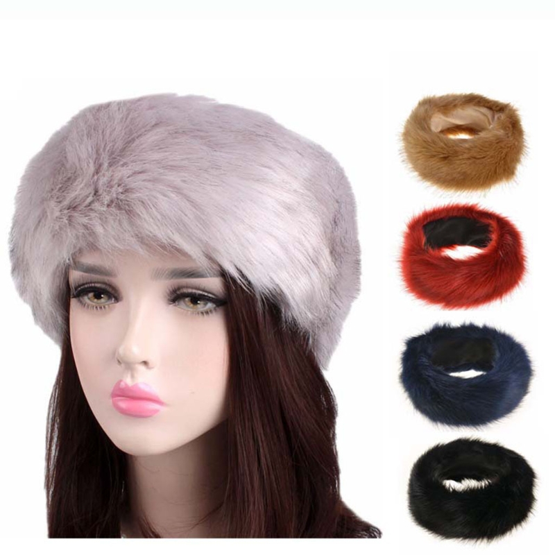 Winter Furry Hairband Elastic Faux Fur Headband Hat Ski Hats Winter Outdoor Ear Warmer Soft Warm Earmuff Head Wraps