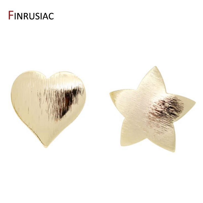 High Quality Brass Metal 14k Gold Plated Star/ Love Heart Post Earrings 925 Silver Needle Post Earring DIY Accessories
