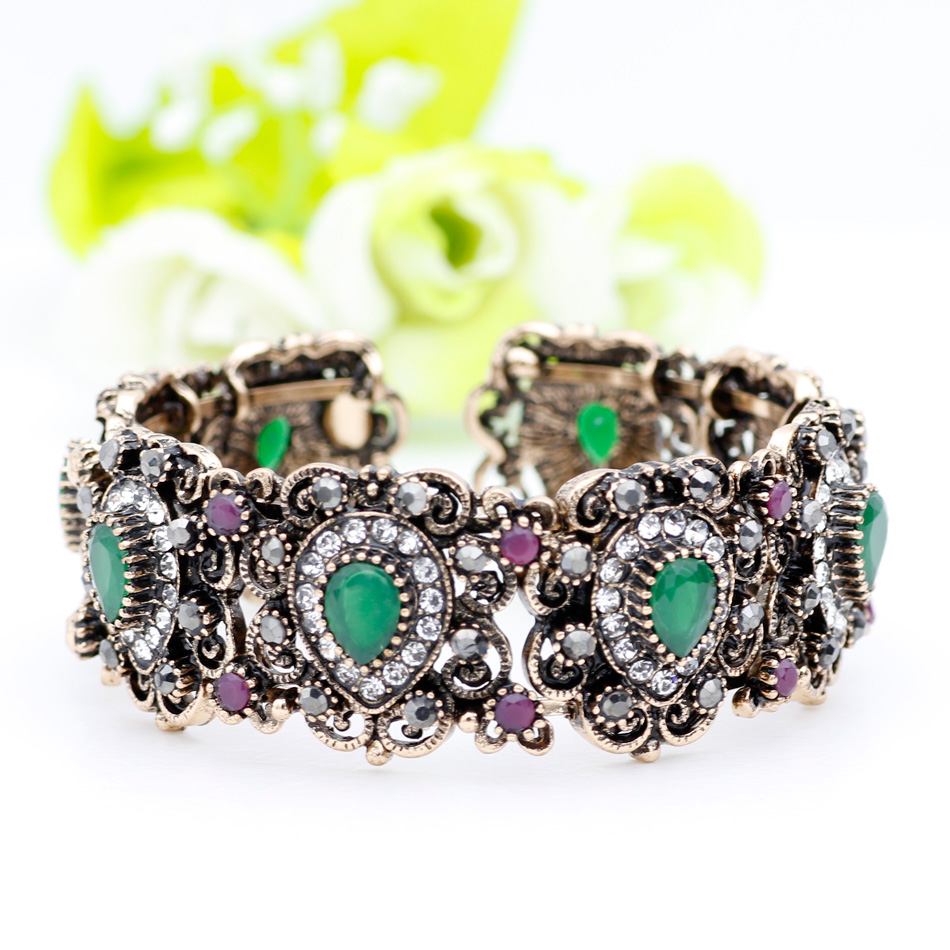 Sunspicems Vintage Turkish Women Bangle Cuff Bracelet Antique Gold Color Indian Bohemia Bride Wedding Jewelry Wrist C Bracelet
