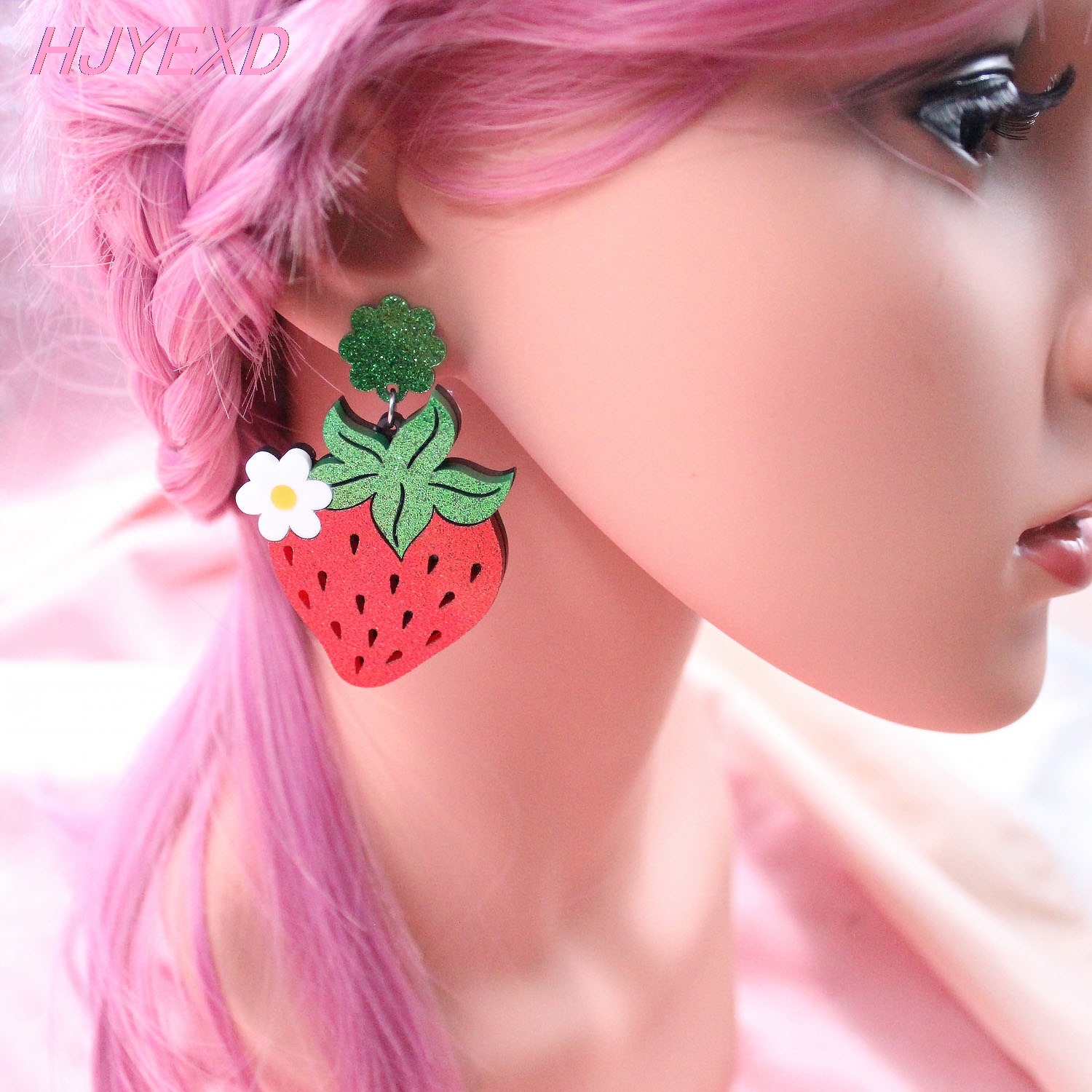 HP018 Acrylic Strawberry Earring High Quality Glitter Acrylic Earrings