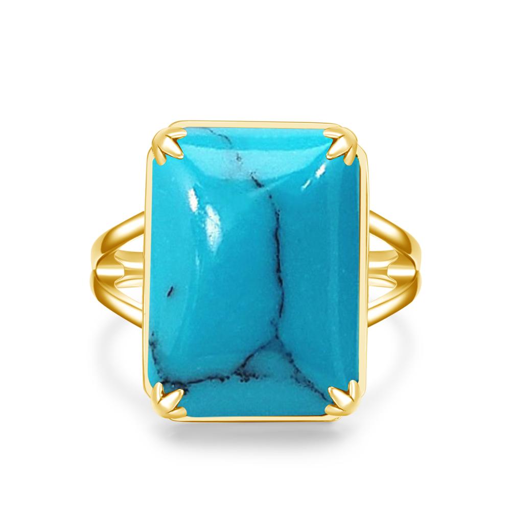 Szjinao Sterling Silver Kpop Ring For Women Unique Turquoise Rings With Gemstones Punk Silver 925 Shiny 14K Gold Plated Jewelry