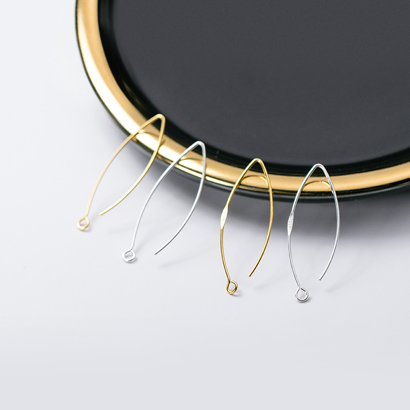 Genuine Real Solid 925 Sterling Silver Earring Hooks Gold Ear Wire Settings for Making Earrings Jewelry Findings Components 30mm