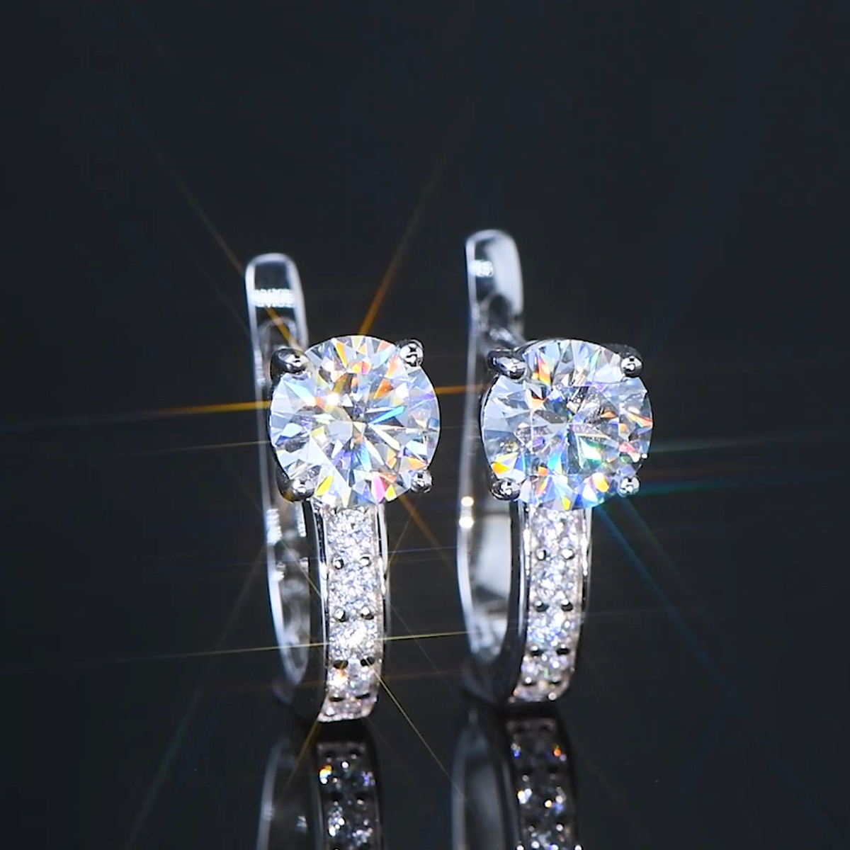 100% Real 925 Sterling Silver Clip Earrings Round Cut 6.5mm D Color Moissanite Ladies Classic U Shape Hoop Earrings Certificate