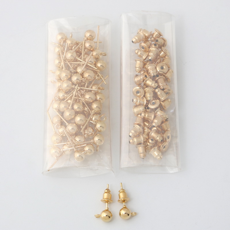 50 Sets Gold Silver Rhodium Plated Metal Stud Earring Plastic Ear Plugging Earring Back Stopper DIY Jewelry Making Accessories