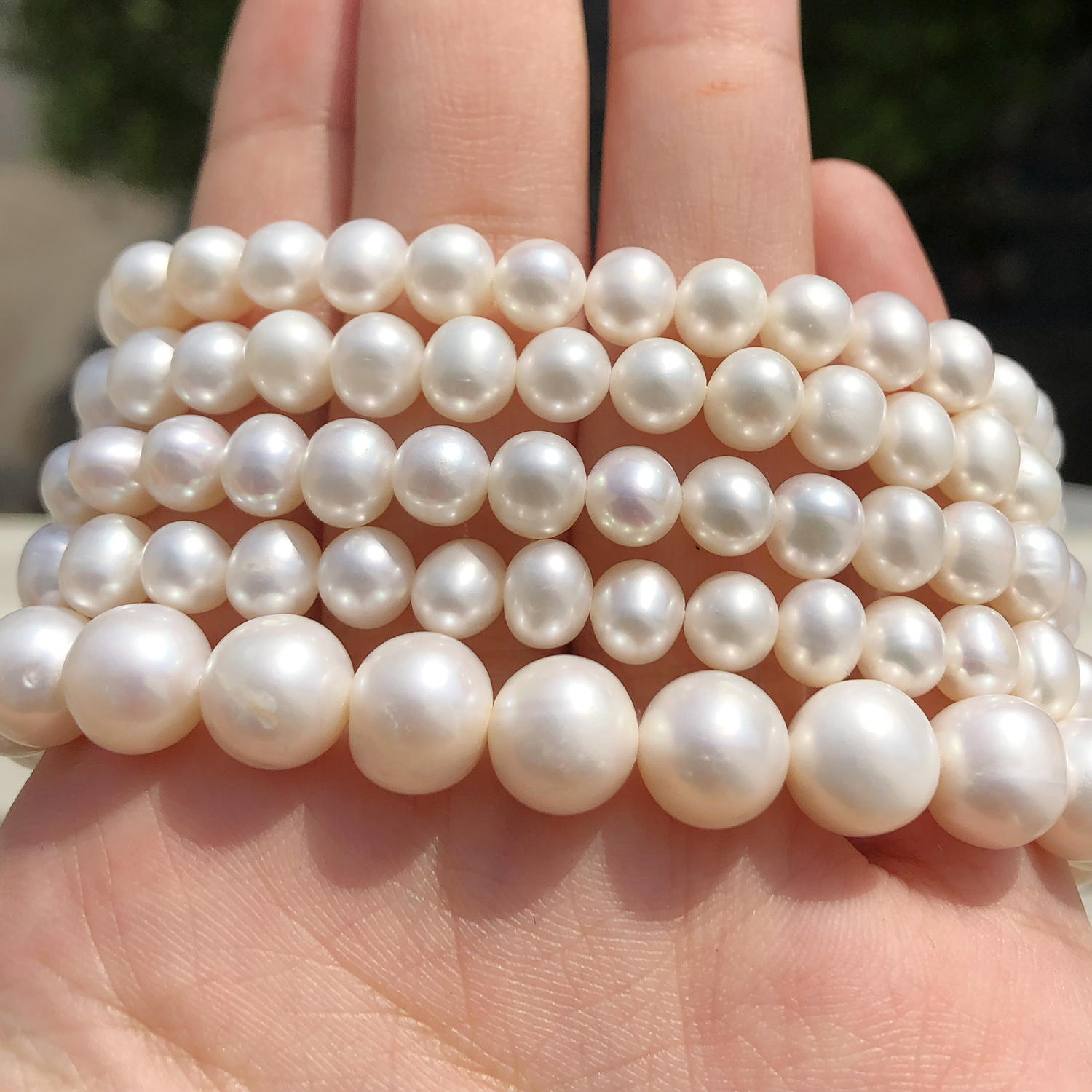 Natural AAA Round White Freshwater Pearls Beads Raw Real Genuine Loose Pearl Beads for Jewelry Making DIY Handmade Bracelets 15'