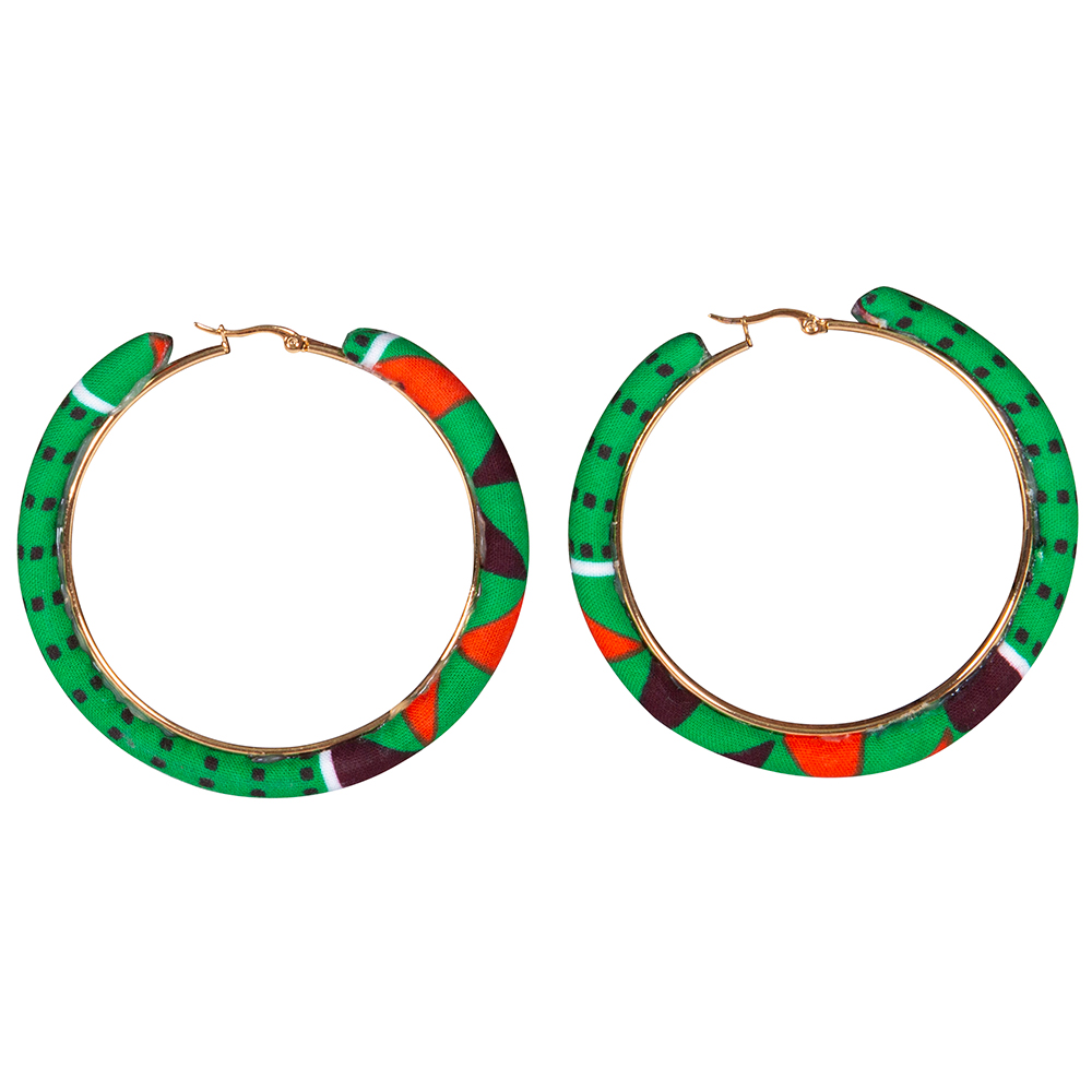 African Fabric Earrings Handmade Cute Earrings Bamboo Hoop Earrings Customize African Print Ankara Big Oversized Earrings WYB724