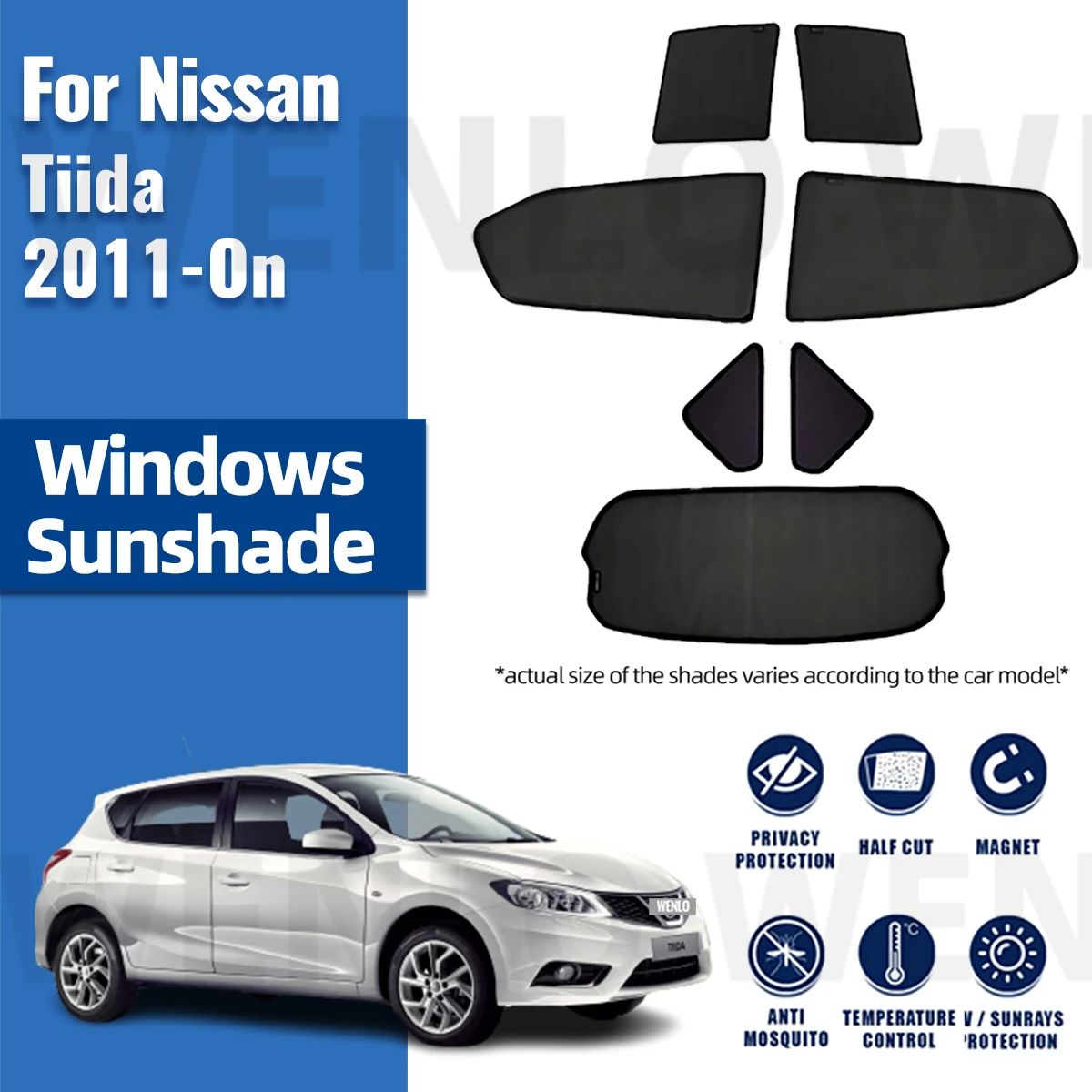 For Nissan Tiida Pulsar C13 2011-2024 Magnetic Car Sunshade Shield Front Windshield Frame Curtain Rear Side Window Sun Shades