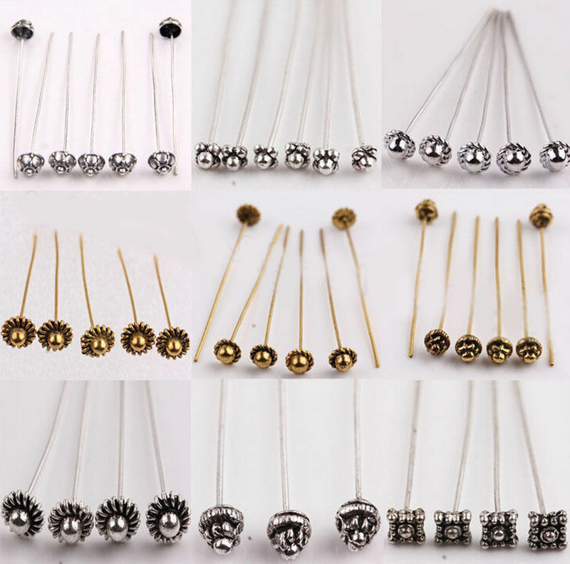 20pcs 50mm Antique Silver Flower Head Pins for Jewelry Making Diy Beads Ball Pins Needles Findings Women Jewelry Accessories