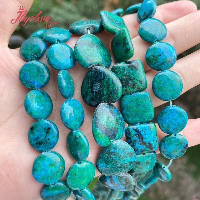 Round square coin Multicolor dye Chrysocolla Bead Stone Beads loose For DIY Necklace Bracelat Jewelry Making 15" Free Shipping