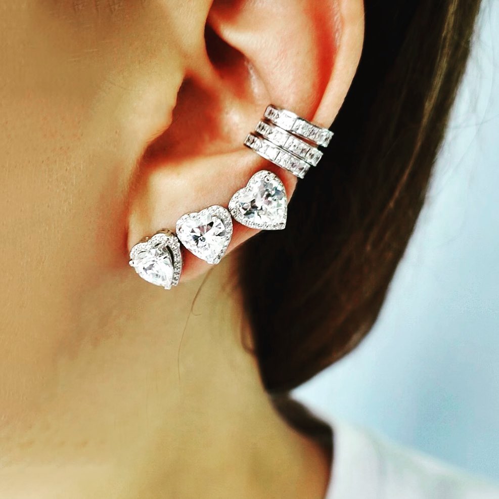 High Quality Velentine's Day Gift For Lover Girlfriend White Pink Heart Cubic Zirconia CZ Cluster Stud Earring