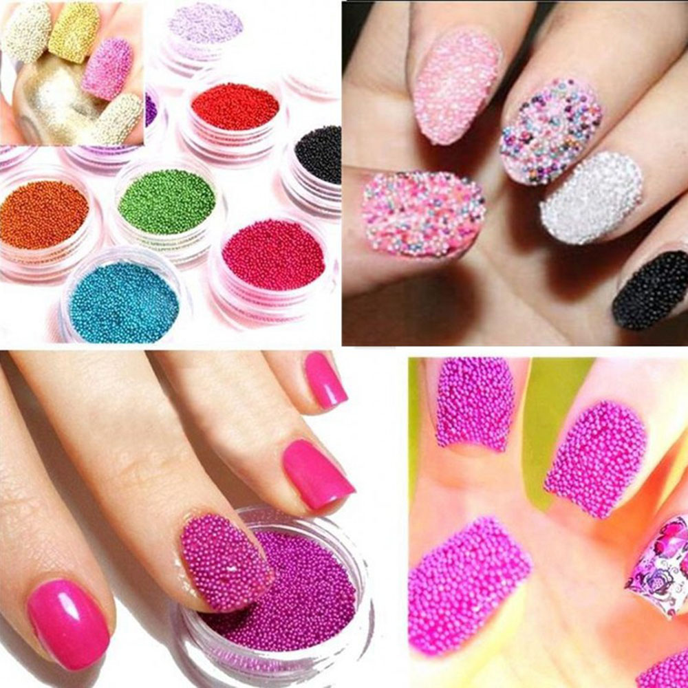 1 Jar Caviar Small Beads Glass Rhinestone Nail Charms 0.6-1mm Nail Crystal Glass Tiny Beads Gems For DIY Nail Art Decorations