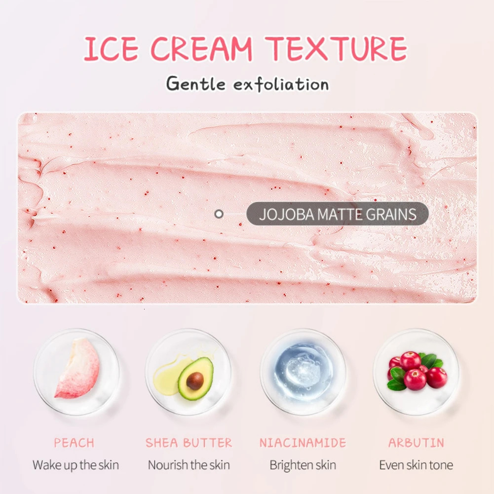 Peach Body Scrub Body Face Deep Cleaning Repair Pores Moisturizing Body Brightening Exfoliating Skin Care Cream 100g 240624