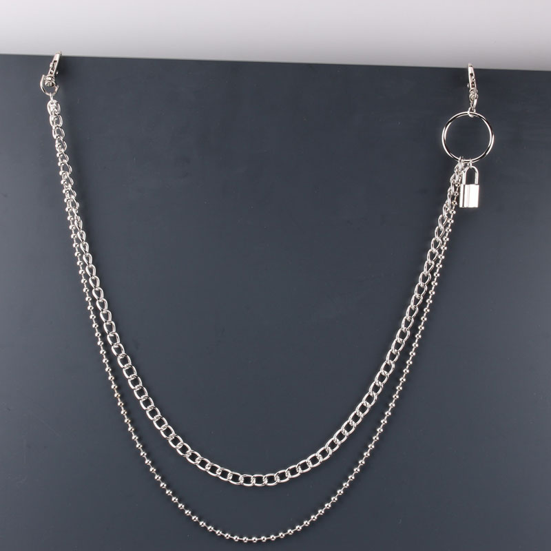 Punk Steet Keychains Trouser Chain Women Men Lock Star pendant Accessories Choice Rock Goth Waist Belt Chain On Jeans Jewerly