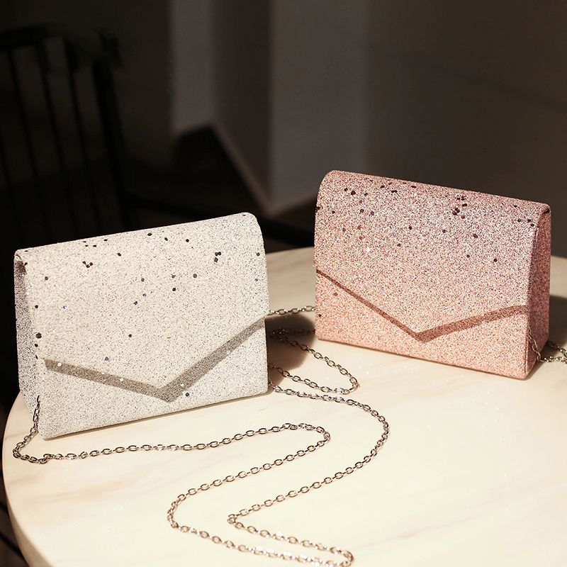Black Messenger Crossbody Bag for Women Vintage Bling Sequins Clutch Purse Ladies Office Shoulder Bags High Quality Luxury