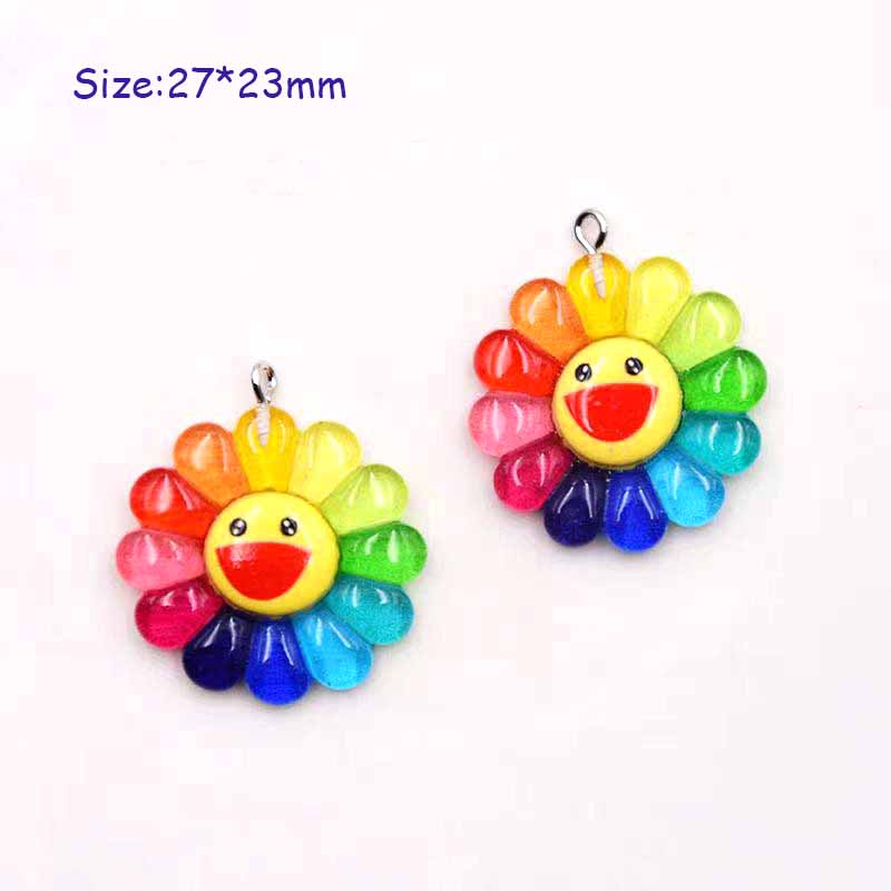 10pcs Colorful Sunflower Pendants Charms Crafts DIY Making Handmade Jewelry Finding For Earrings Necklace Keychain