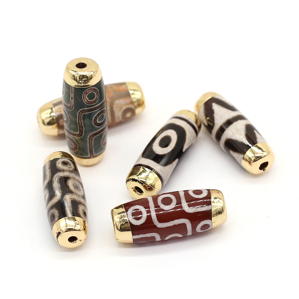 2Pcs Energy Natural Stone Pendant Cylindrical Tianzhu Beads For Jewelry Making DIY Necklace Bracelet Yoga Dzi Gift Accessory