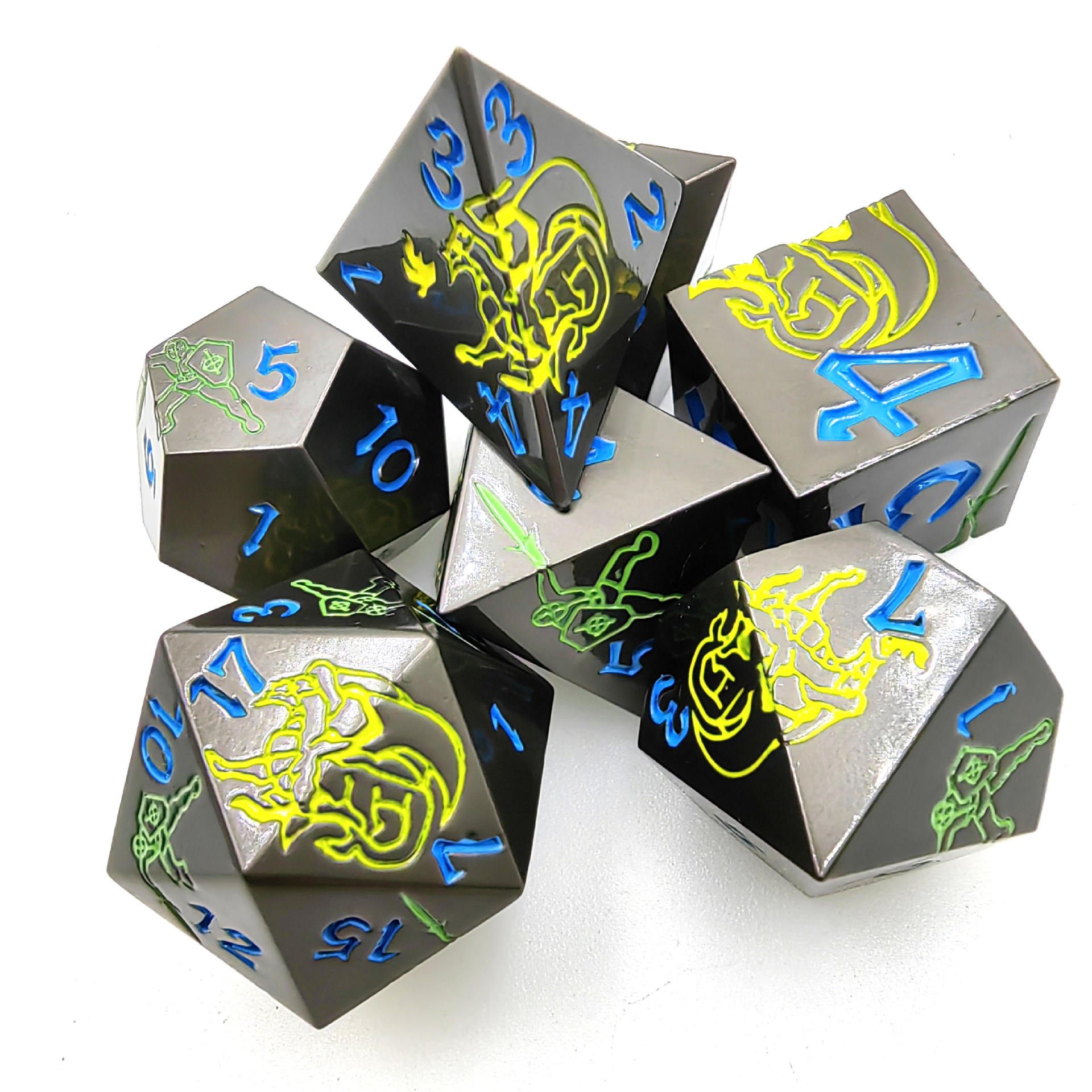 Polyhedral Metal Dice Set, DND and RPG, Role Playing, Table Board Game, Digital Dice, D20, D12, D10, D8, D6, D4, Number Dice, 7P