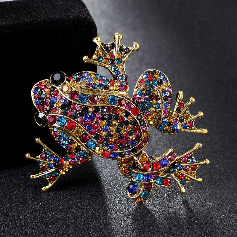 Big Size frog Brooch Men Jewelry Brand Rhinestone Animal Broaches Boutique vintage Men's Statement Pink Brooches Bouquet Broches