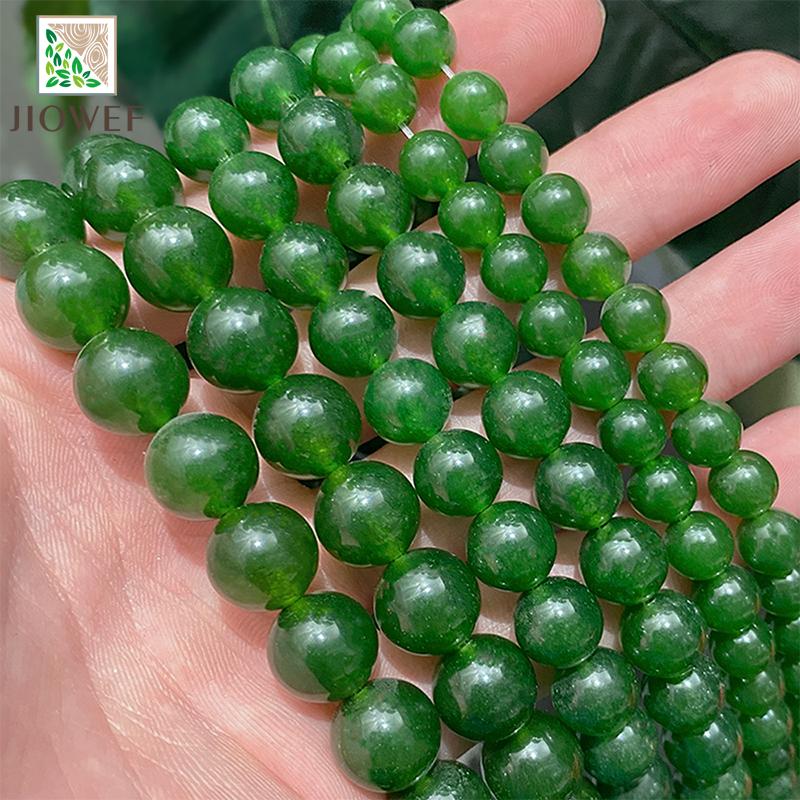 Green Taiwan Jades Chalcedony Round Loose Natural Stone Beads for Jewelry Making 15" Strand DIY Charms Bracelet 4/6/8/10/12/14mm