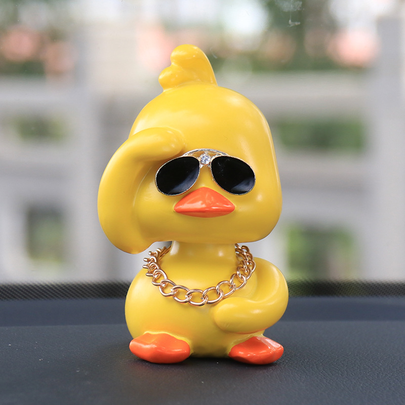 Tiktok yellow duck car interior ornament cute car shaking head doll car creativity car accessories interior car decor automobile
