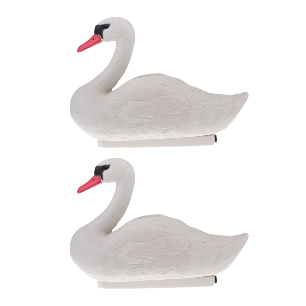 2 Pieces Floating Swan Decoy for Hunting Fishing Garden Decors Pest Scarer Realistic Ornament
