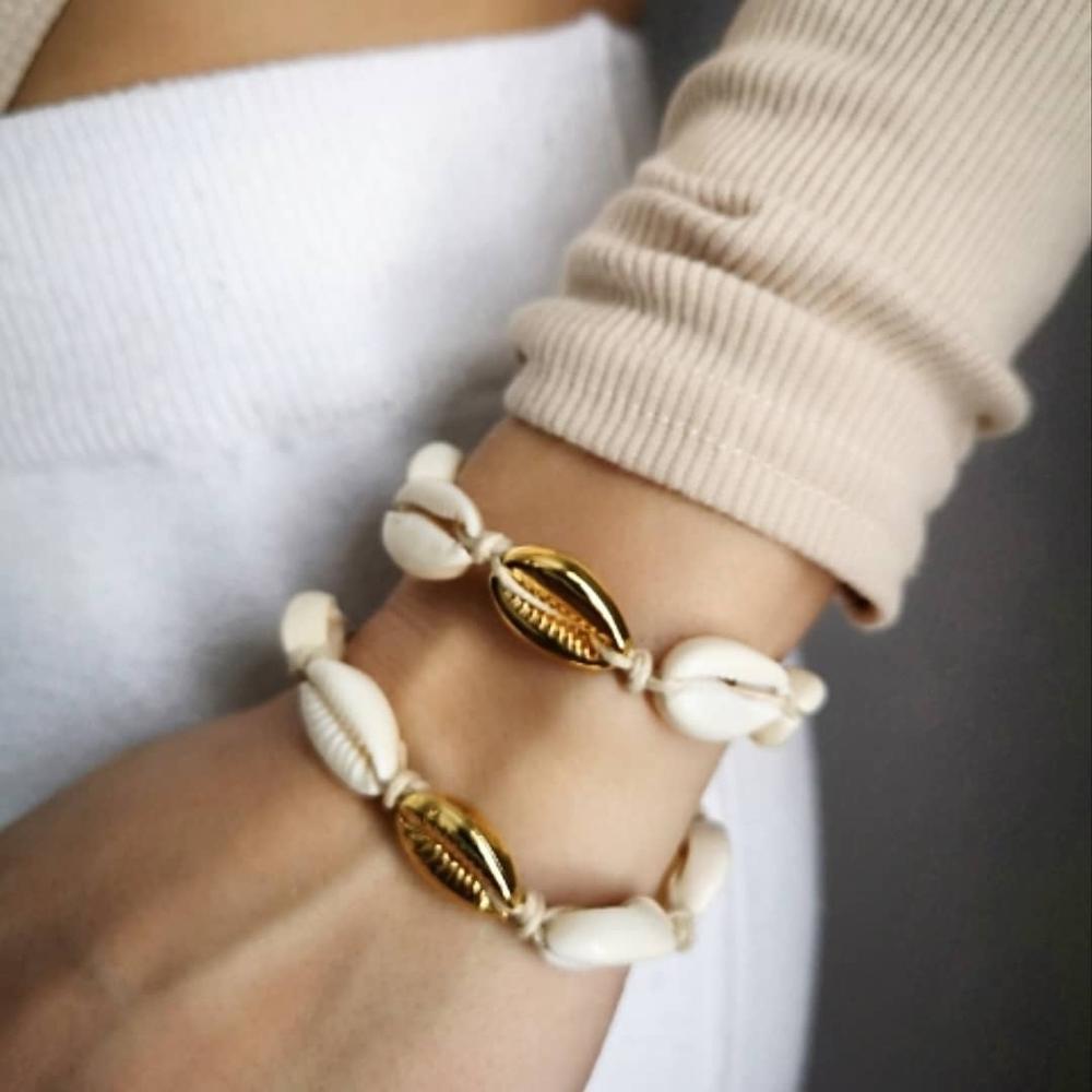 Bohemia Shell Bracelet for Women Adjustable Bangles Handmade Strand Macrame Boho Jewelry Summer Beach Bracelet Anklet Color Gift