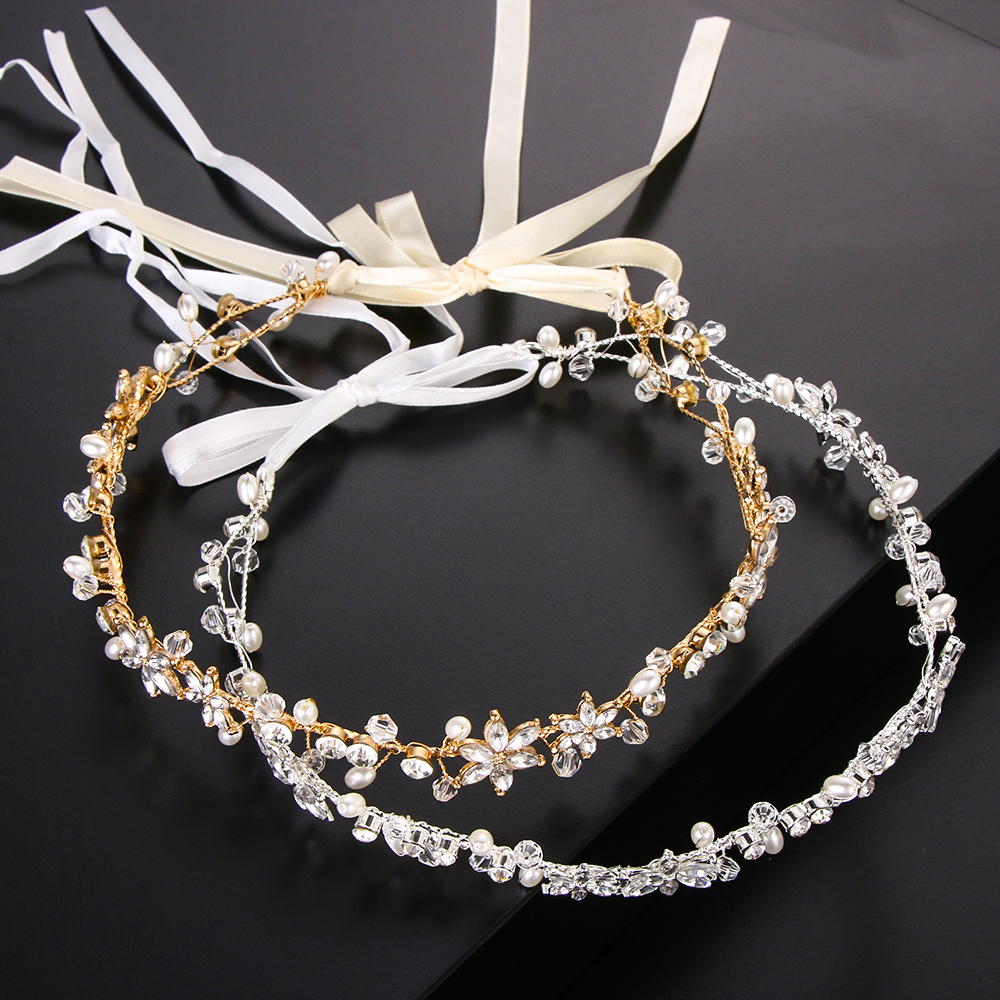 Bride Crystal Headband Bridal Hair Vine Hair Jewelry Pearl Leaf Hair Ornaments Rhinestone Crown Wedding Hair Accessories