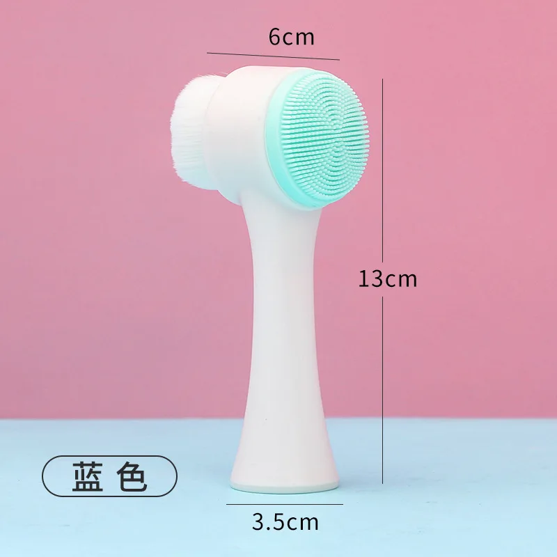 Face Wash Brush Soft Hair Cleanser Double-sided Brush Facial Pore Deep Cleaning Tool Blackhead Device Compact and Portable