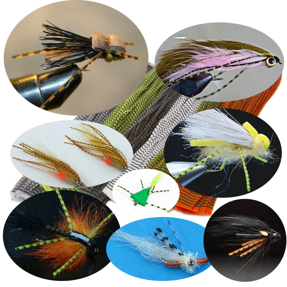 Bimoo Grizzly Barred Rubber Flutter Silicone Legs For Tying Streamer Nymph Fly Rubber Jigs Spinner Buzzbait Lure Silicone Skirts