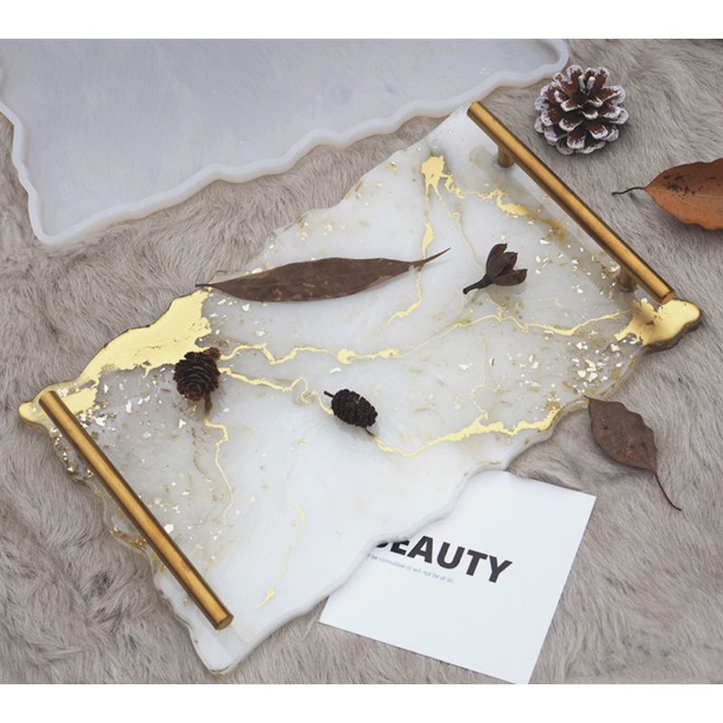 1 Pc Big Rectangle Plate Resin Mold Oversized Fruit Disc Tray Resin Mold Transparent Flexible Silicone Molds Art Craft Tools
