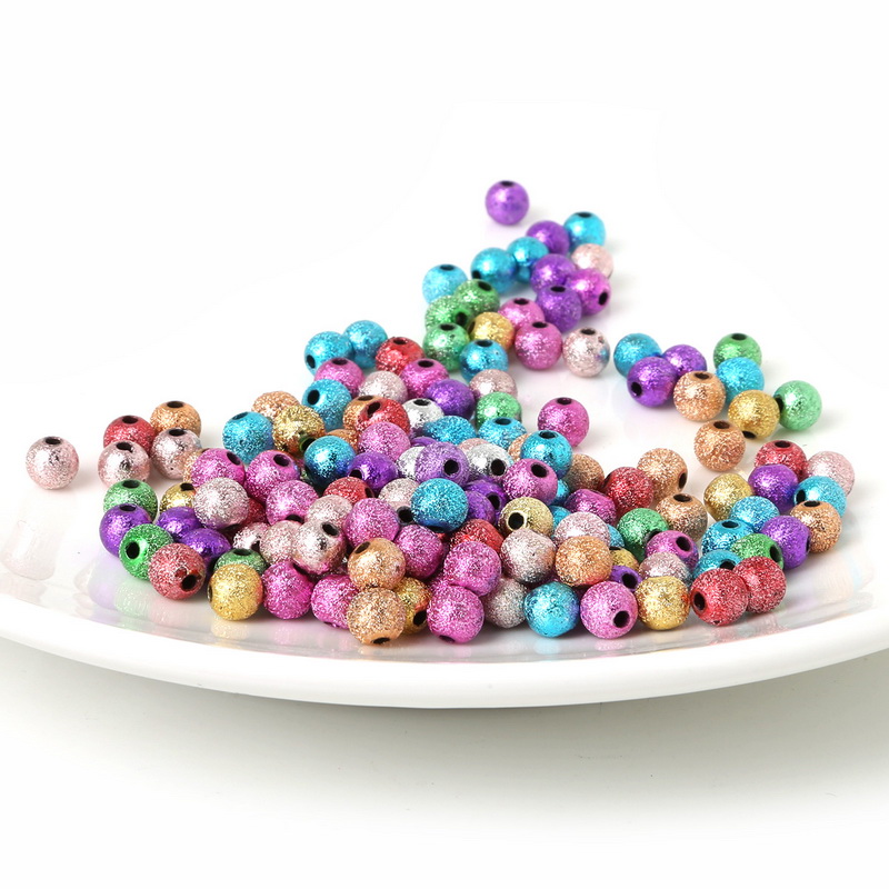 6mm/8mm/10mm/12mm Gold/Silver Color Mixed Round Spacer Beads Frosted Ball End Seed Beads For Jewelry Making Necklace Bracelet